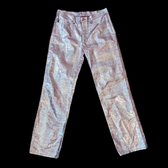 Vintage Y2K Iceburg Metallic Pink Iridescent Pants Snake Print Maximalist - Picture 1 of 12